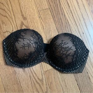 Victoria's Secret 34E Very Sexy Strapless Bra Black Beige Lace NWOT VS